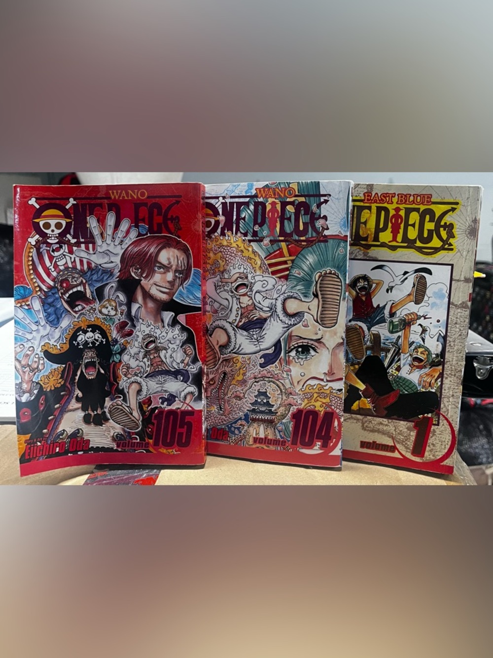 One Piece Manga Volume 104, 105 and 1 - Colorful Wano Cover Art
